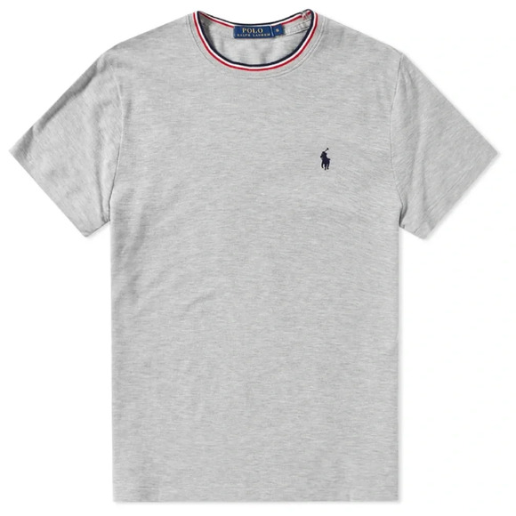 POLO RALPH LAUREN TRICOLOR TIPPED PIQUE TEE - Picture 2 of 8